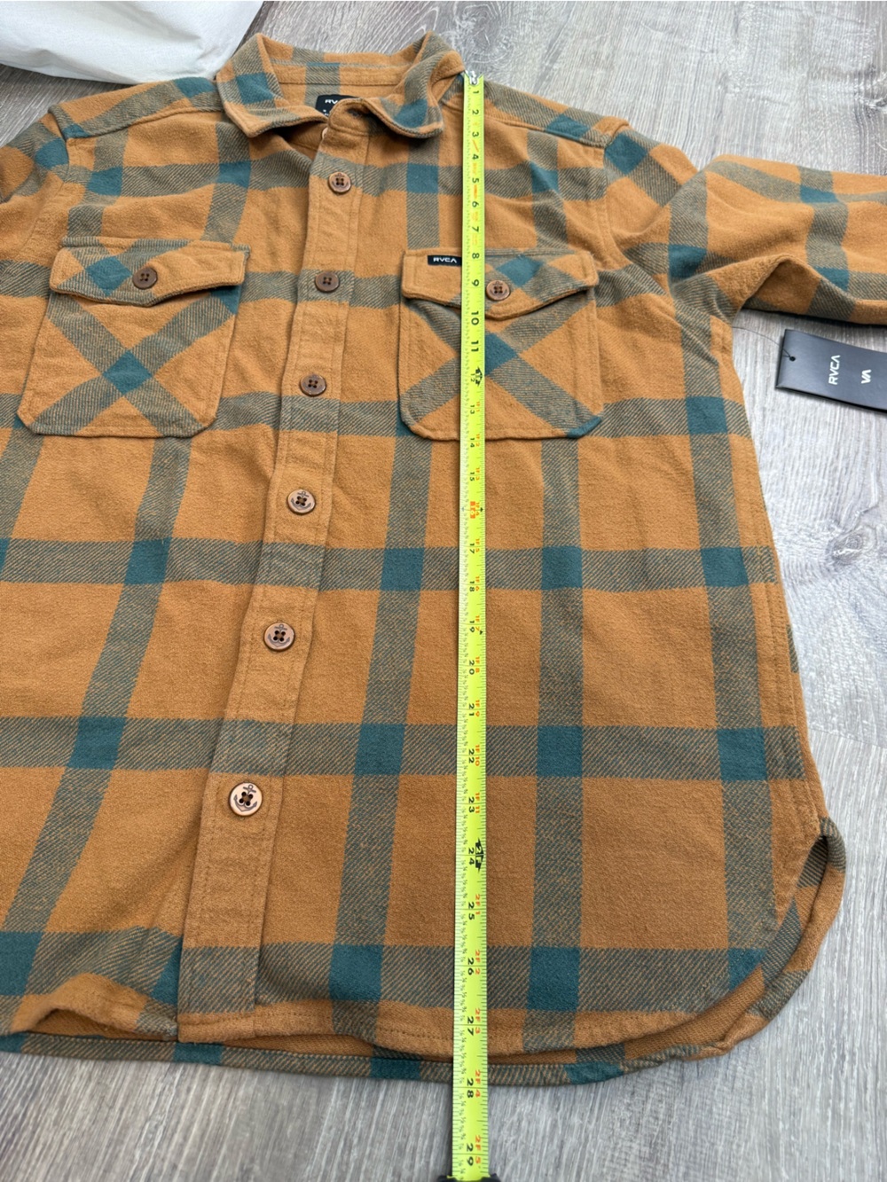 NWT RVCA CPO Flannel Shirt Camel Medium - Picture 8 of 11